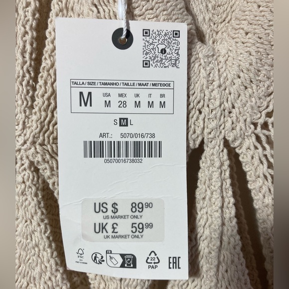 NWT Zara Crochet Cover Up Dress Geometric Cut-Out Straw Color Size Medium - Picture 12 of 15